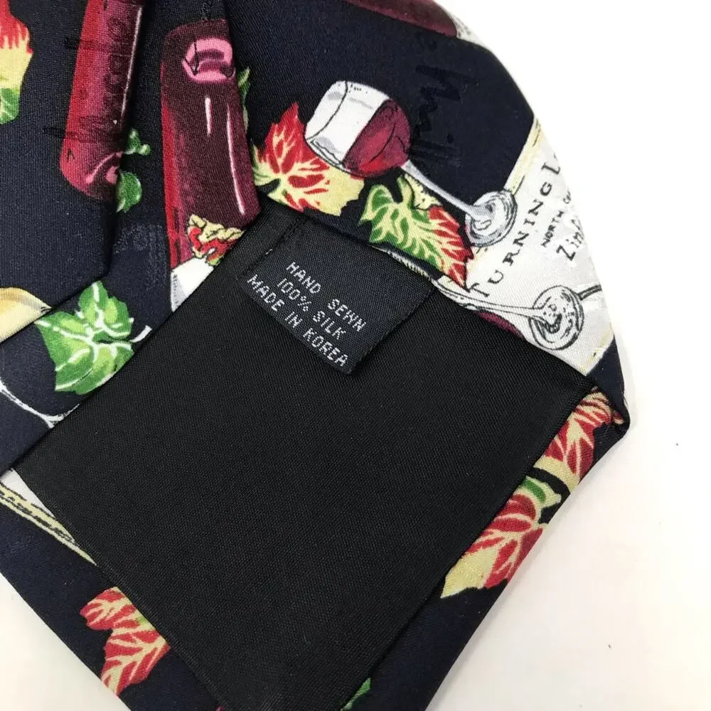 Vintage 1996 Nicole Miller Silk Turning Leaf Wine Winery grapes vino tie 90s new